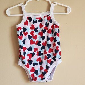 Garanimals Baby Girl Sleeveless Bodysuits With Hearts Size 3-6 Months